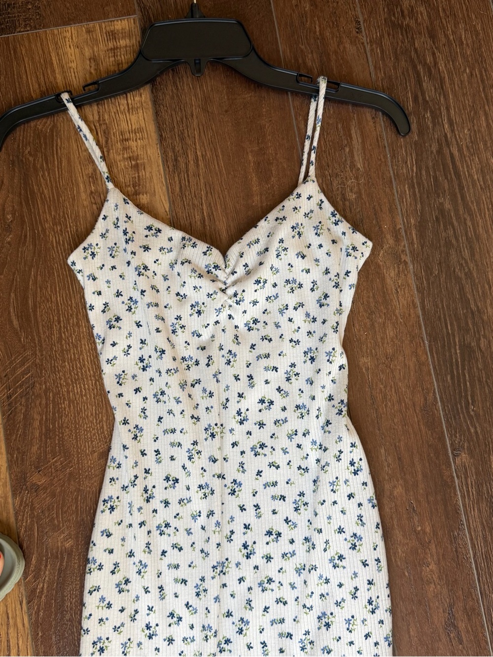 Windsor White Floral Ribbed Cami Mini Dress with Blue Flower Print